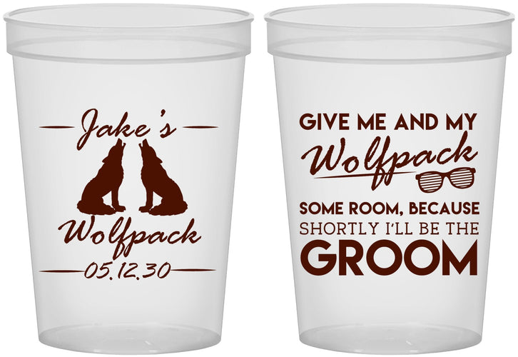Custom Bachelor Party 16 oz Translucent Cups - Wolfpack | 40036