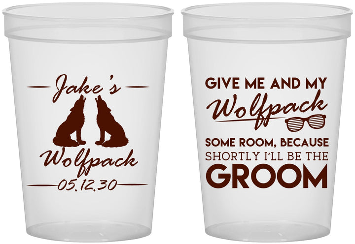 Custom Bachelor Party 16 oz Translucent Cups - Wolfpack | 40036