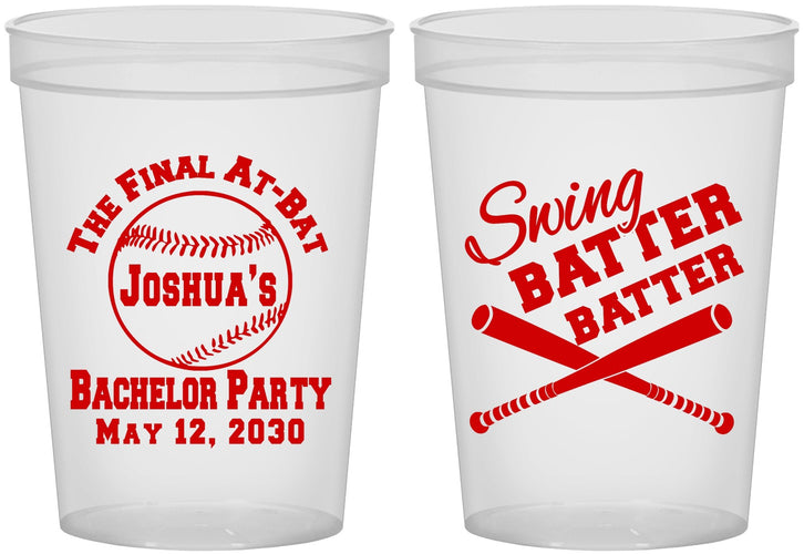 Custom Bachelor Party 16 oz Translucent Cups - Baseball | 40038