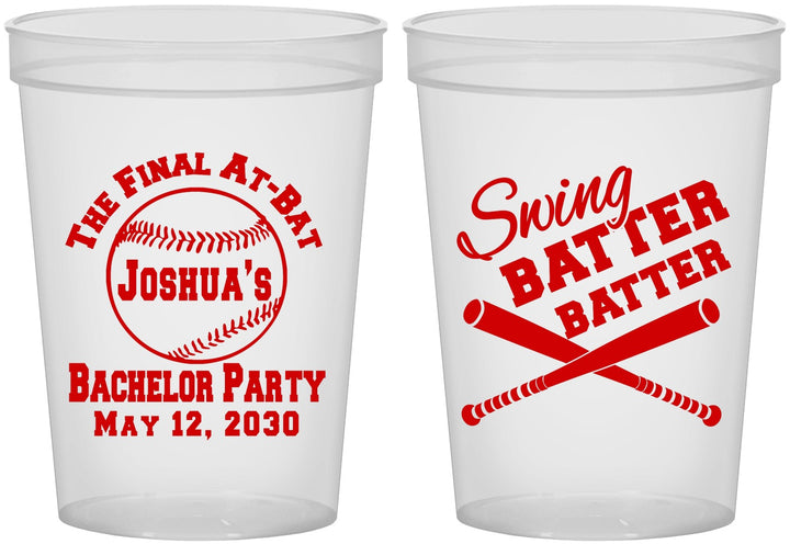 Custom Bachelor Party 16 oz Translucent Cups - Baseball | 40038