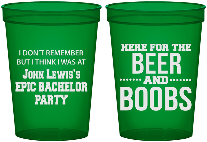 Custom Bachelor Party 16 oz Translucent Cups - Beer And Boobs | 40039