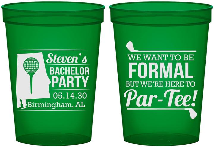 Custom Bachelor Party 16 oz Translucent Cups - Golf Par Tee | 40043