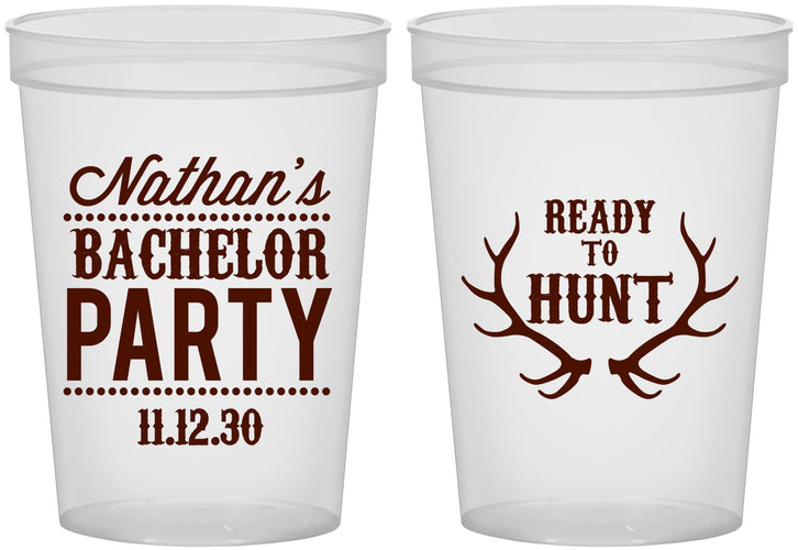 Custom Bachelor Party 16 oz Translucent Cups - Ready To Hunt | 40044