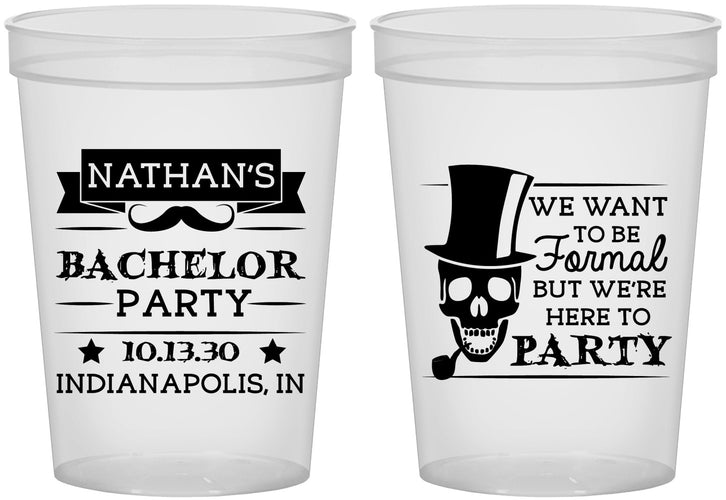 Custom Bachelor Party 16 oz Translucent Cups - Formal Skeleton | 40048
