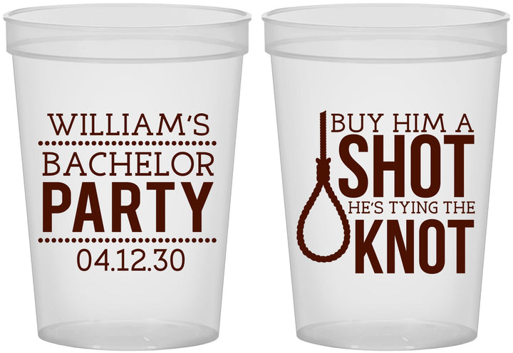 Custom Bachelor Party 16 oz Translucent Cups - Buy Him A Shot | 40051
