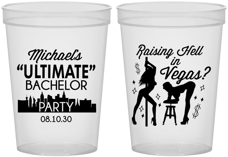Custom Bachelor Party 16 oz Translucent Cups - Last Vegas | 40062