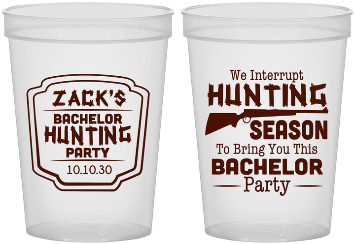 Custom Bachelor Party 16 oz Translucent Cups - Hunting Season | 40063