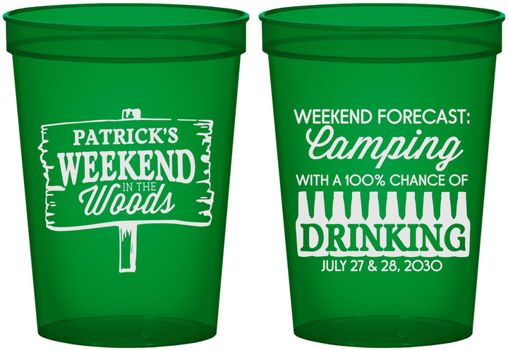 Custom Bachelor Party 16 oz Translucent Cups - Camping | 40064