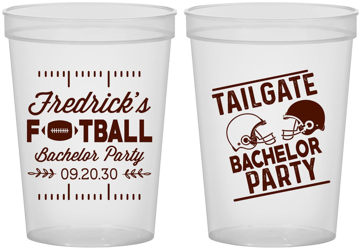 Custom Bachelor Party 16 oz Translucent Cups - Football | 40067