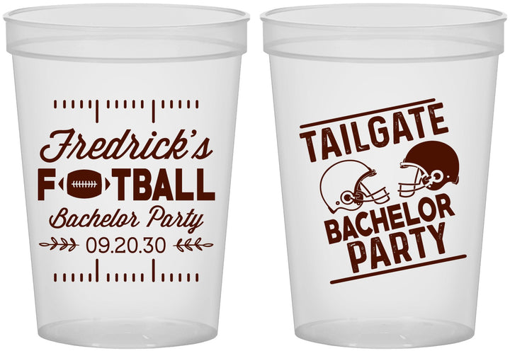 Custom Bachelor Party 16 oz Translucent Cups - Football | 40067