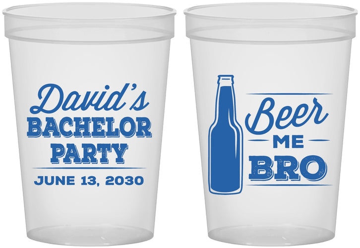 Custom Bachelor Party 16 oz Translucent Cups - Beer Me Bro | 40071