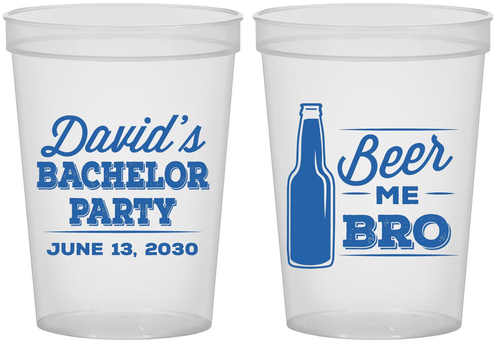 Custom Bachelor Party 16 oz Translucent Cups - Beer Me Bro | 40071