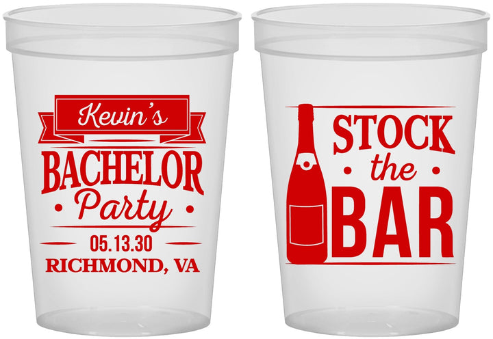 Custom Bachelor Party 16 oz Translucent Cups - Stock The Bar | 40073