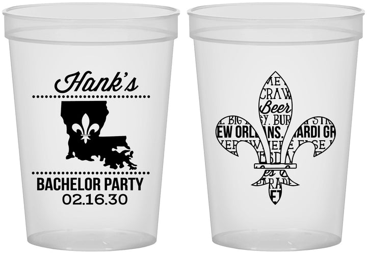 Custom Bachelor Party 16 oz Translucent Cups - New Orleans | 40074