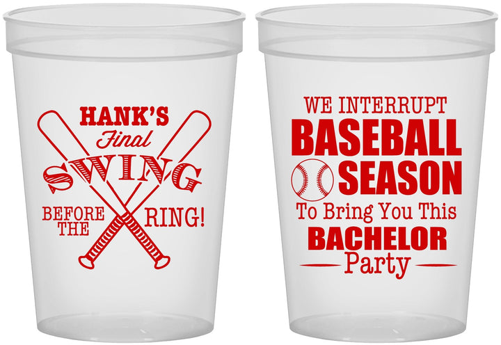 Custom Bachelor Party 16 oz Translucent Cups - Baseball | 40075
