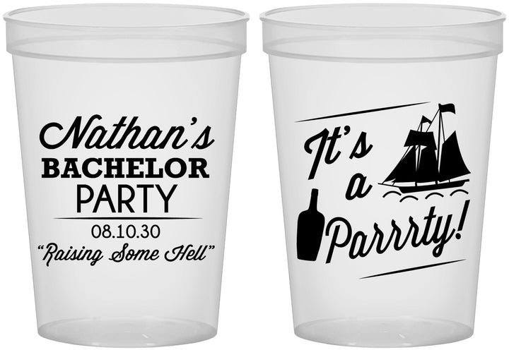 Custom Bachelor Party 16 oz Translucent Cups - Boat | 40076