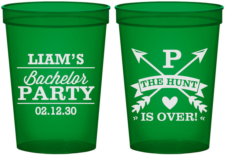 Custom Bachelor Party 16 oz Translucent Cups - Hunt Is Over | 40082