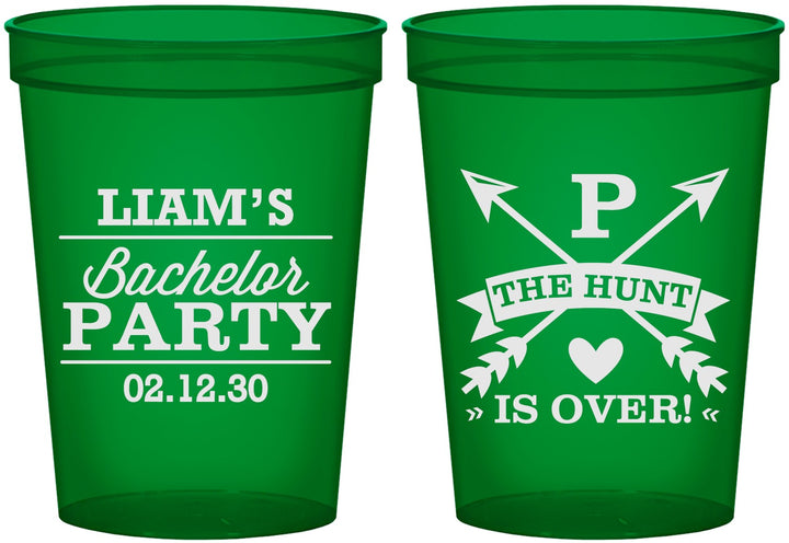 Custom Bachelor Party 16 oz Translucent Cups - Hunt Is Over | 40082