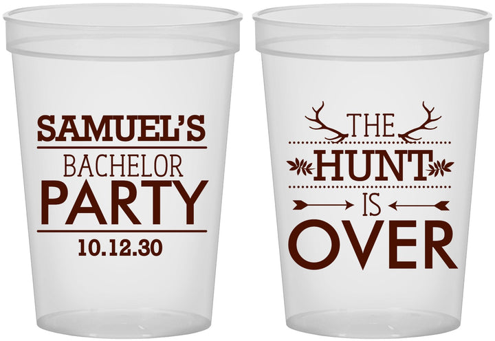 Custom Bachelor Party 16 oz Translucent Cups - Hunt Is Over | 40084