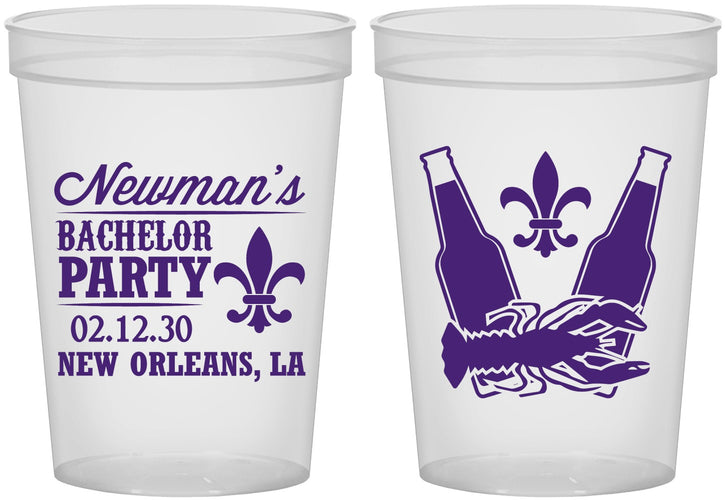 Custom Bachelor Party 16 oz Translucent Cups - Mardi Gras | 40085