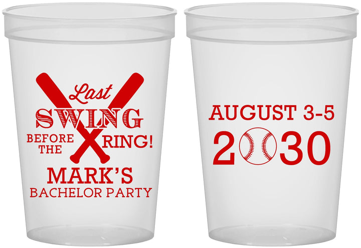 Custom Bachelor Party 16 oz Translucent Cups - Baseball | 40086