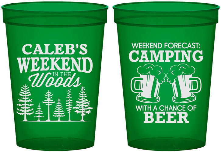 Custom Bachelor Party 16 oz Translucent Cups - Camping | 40091