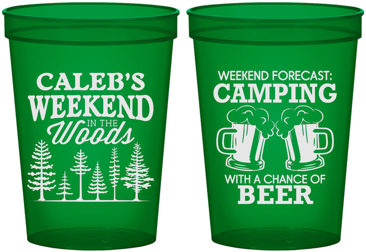 Custom Bachelor Party 16 oz Translucent Cups - Camping | 40091