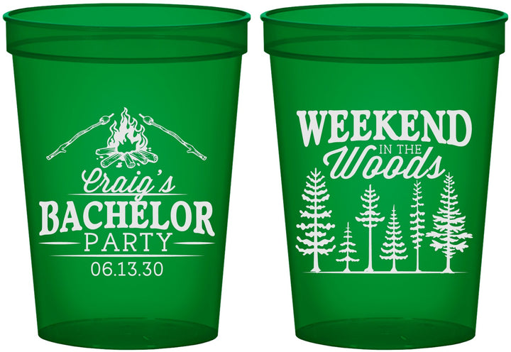 Custom Bachelor Party 16 oz Translucent Cups - Camping | 40093