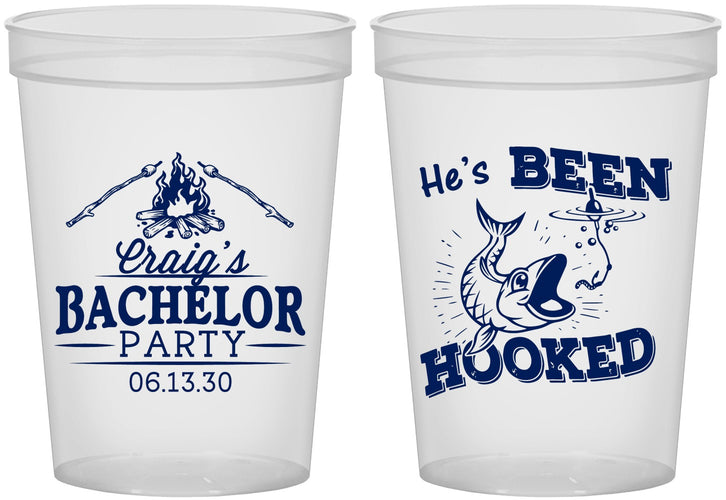 Custom Bachelor Party 16 oz Translucent Cups - Fishing Hooked | 40096
