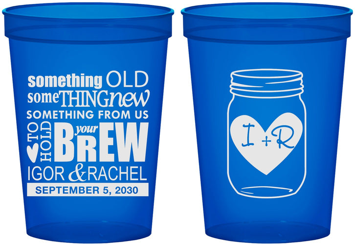 Custom Wedding 16 oz Translucent Cups - Something Old Something New | 401