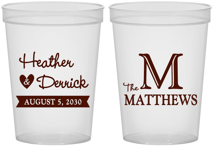 Custom Wedding 16 oz Translucent Cups - Monogram | 402