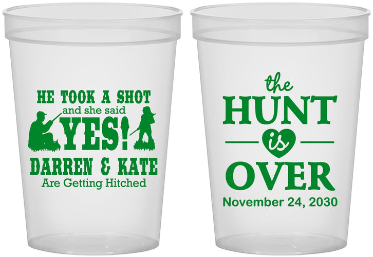 Custom Wedding 16 oz Translucent Cups - The Hunt Is Over | 403