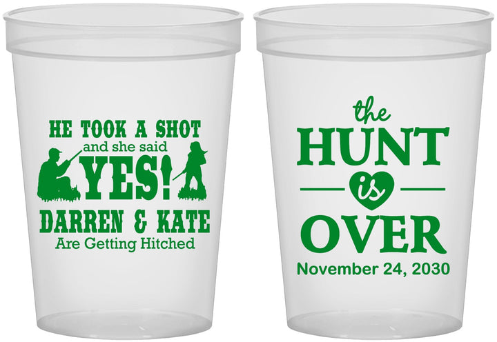 Custom Wedding 16 oz Translucent Cups - The Hunt Is Over | 403