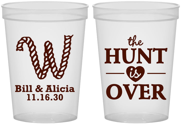 Custom Wedding 16 oz Translucent Cups - Monogram Hunt Is Over | 406