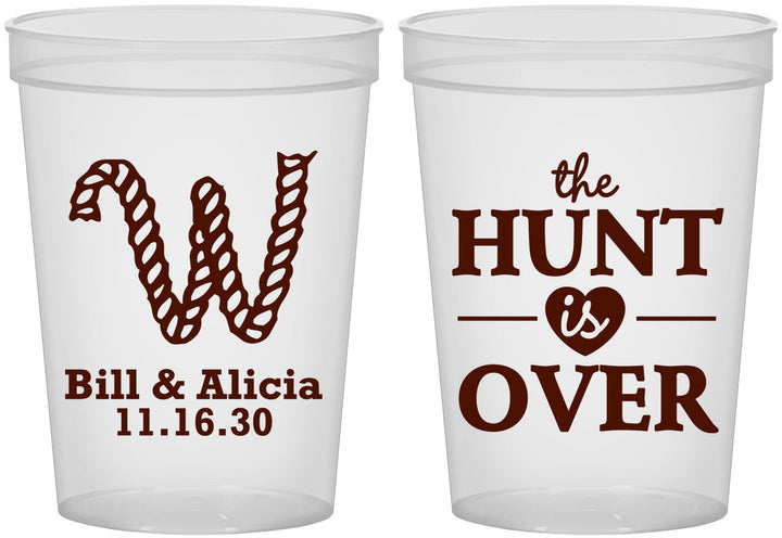 Custom Wedding 16 oz Translucent Cups - Monogram Hunt Is Over | 406