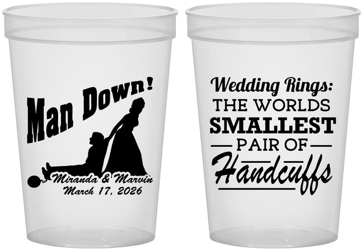 Custom Wedding 16 oz Translucent Cups - Man Down | 407