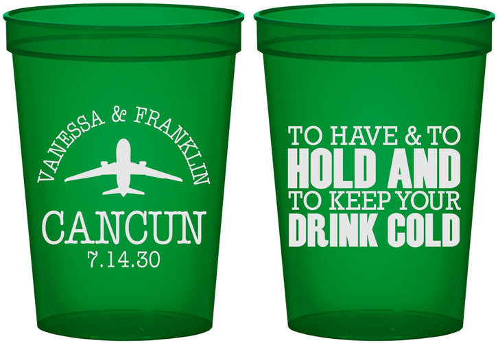 Custom Wedding 16 oz Translucent Cups - To Have And To Hold | 408