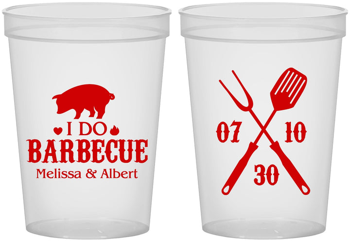 Custom Wedding 16 oz Translucent Cups - I Do Barbecue Bbq | 410