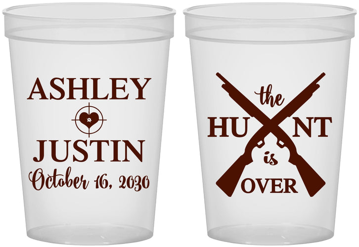 Custom Wedding 16 oz Translucent Cups - The Hunt Is Over | 412
