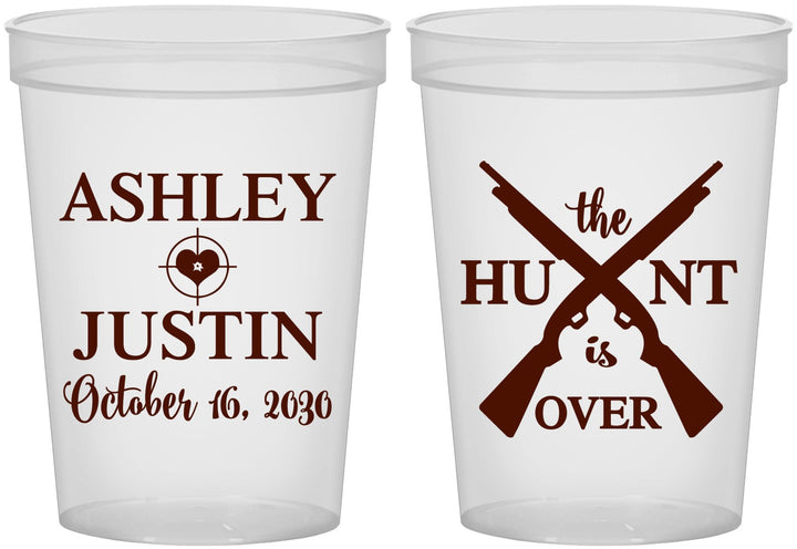 Custom Wedding 16 oz Translucent Cups - The Hunt Is Over | 412