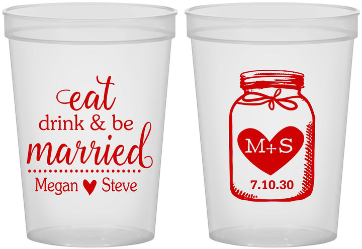 Custom Wedding 16 oz Translucent Cups - Mason Jar | 415