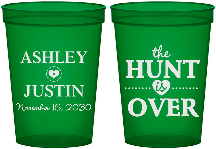 Custom Wedding 16 oz Translucent Cups - The Hunt Is Over | 422