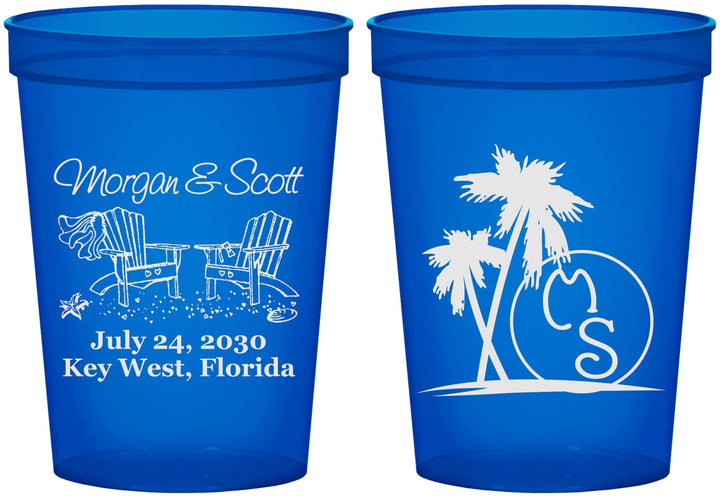 Custom Wedding 16 oz Translucent Cups - Beach | 423