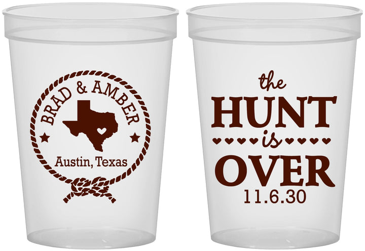Custom Wedding 16 oz Translucent Cups - The Hunt Is Over | 426