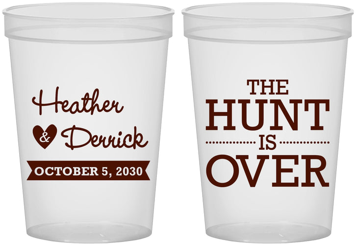 Custom Wedding 16 oz Translucent Cups - The Hunt Is Over | 427