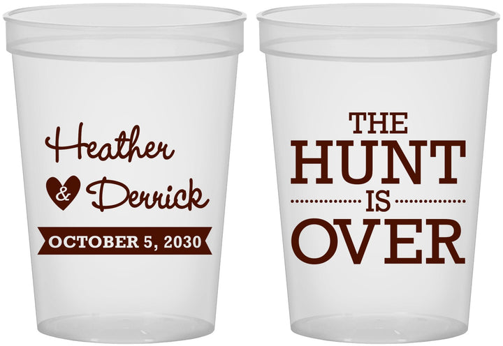 Custom Wedding 16 oz Translucent Cups - The Hunt Is Over | 427