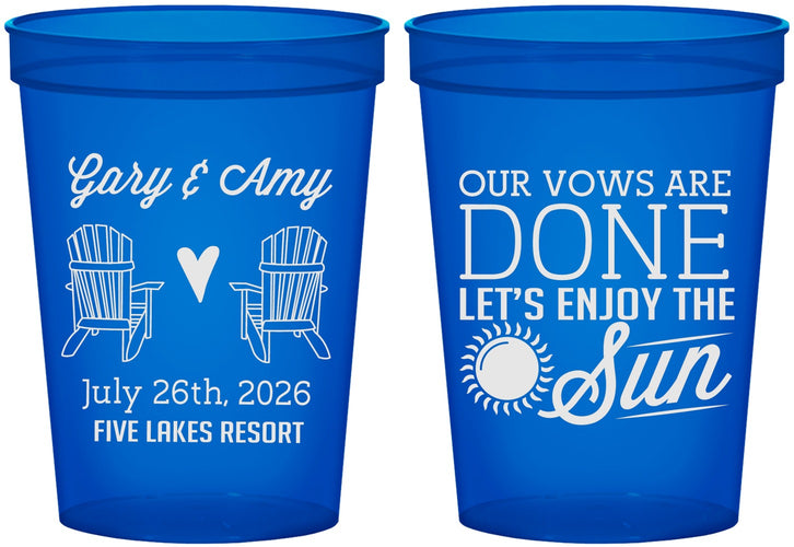 Custom Wedding 16 oz Translucent Cups - Vows Are Done Enjoy Sun | 428