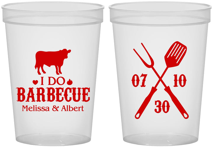 Custom Wedding 16 oz Translucent Cups - I Do Barbecue Bbq | 433