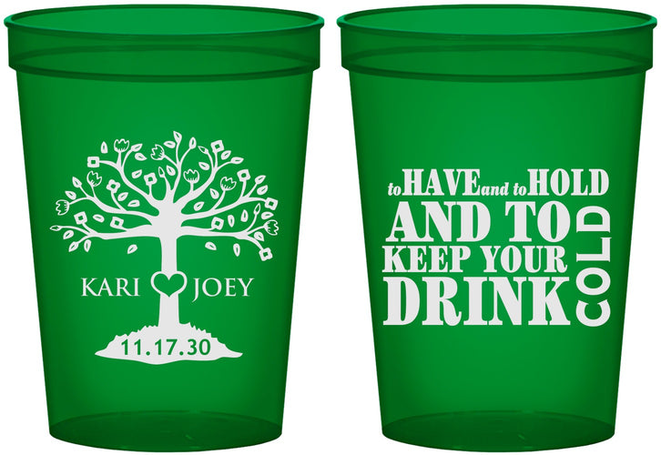 Custom Wedding 16 oz Translucent Cups - To Have And To Hold | 438