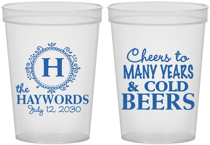 Custom Wedding 16 oz Translucent Cups - Cheers To Cold Beers | 439